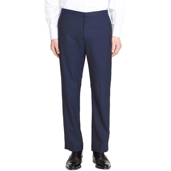Theory Mens Jake Slim Fit Flat Front Formal Tuxedo Pants 38 Navy Blue - Picture 1 of 5
